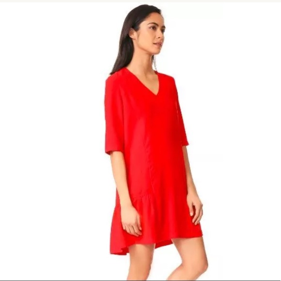 Suncoo Paris Red Crepe Robe Cheryne Mini Dress T2 - Picture 1 of 6